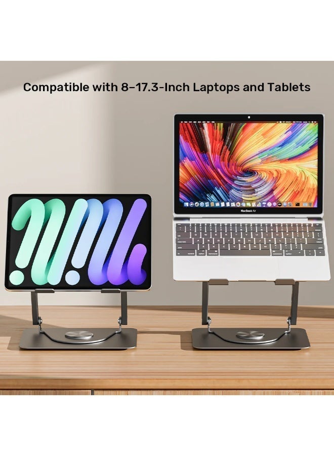UNITEK Adjustable Laptop Stand with Detachable Cooling Fan, 360° Rotating Ergonomic Aluminum Stand, Height Adjustable, Heavy-Duty Support - Image 3